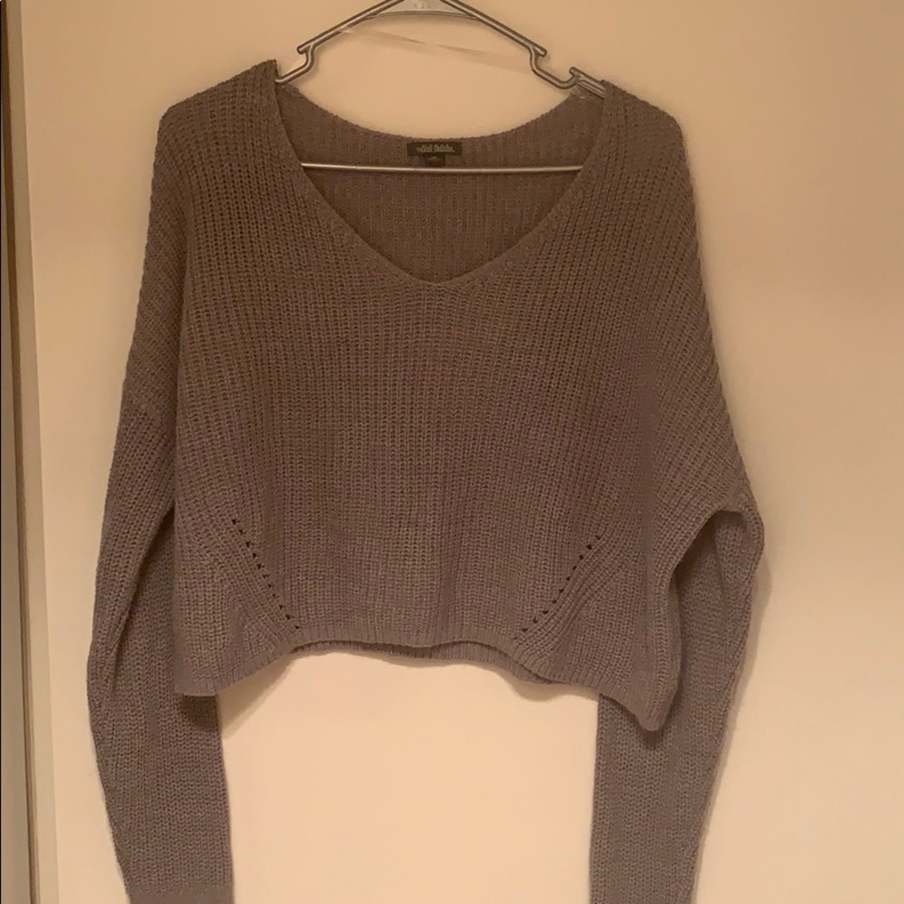 Gray Oversized Cropped Sweater